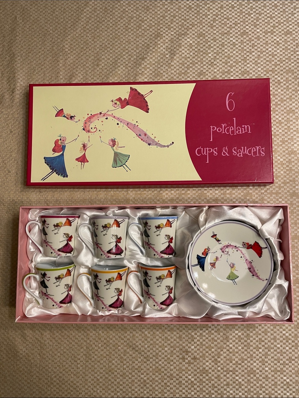 Classic Coffee & Tea Fairy Porcelain Cups & Saucers - 6-Piece Set